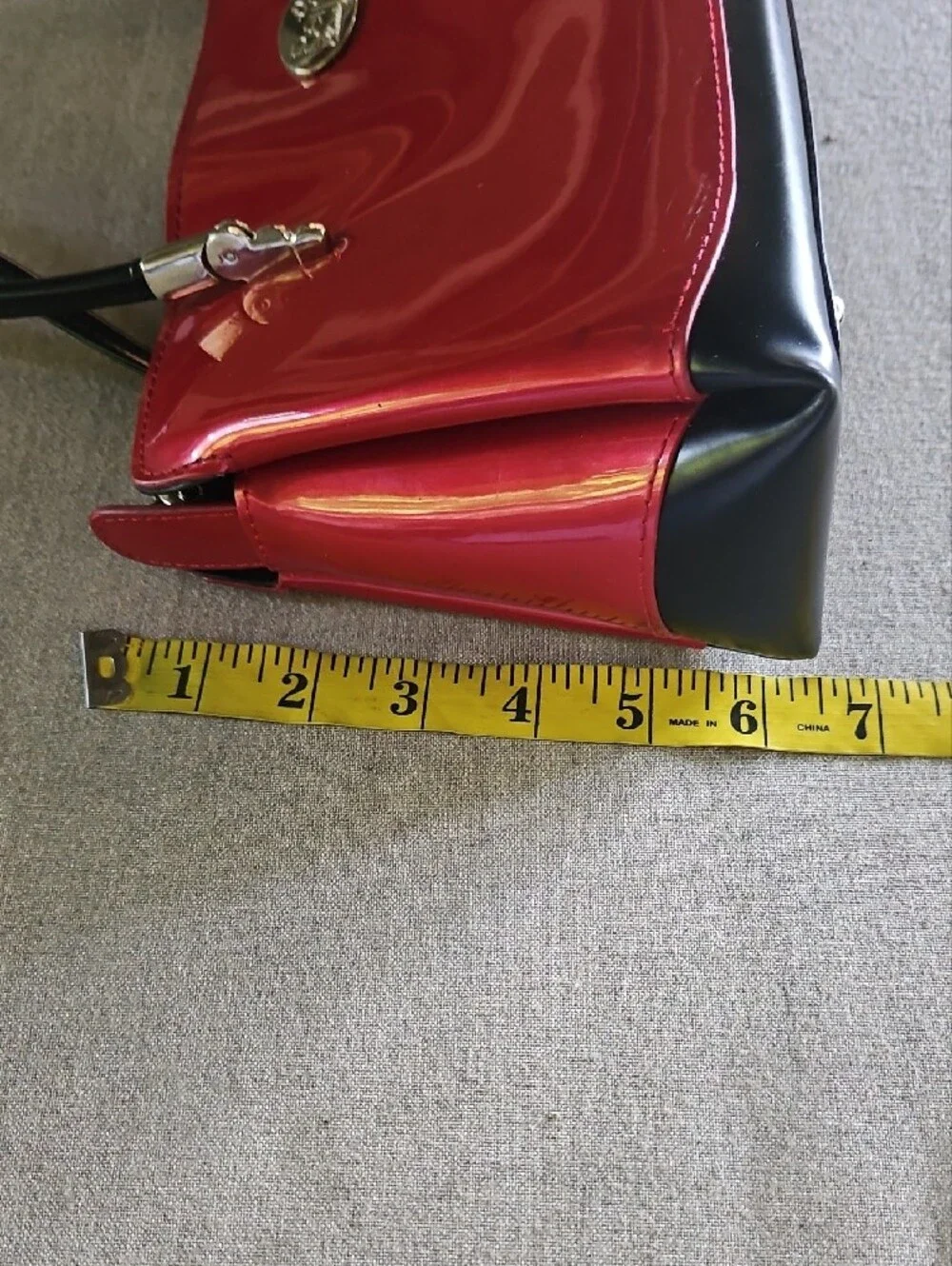 Beijo Red Patent Shoulder Bag with Black Trim